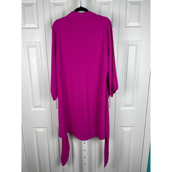 Verxy 3X Womens Pink Short Sleeve Blouse Shirt Dress Tie Front Knee Length - Picture 7 of 8